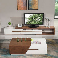 Modern Chic 51" Extendable Coffee Table With Storage Sliding Top Coffee Table Manufactured Wood In White & Walnut