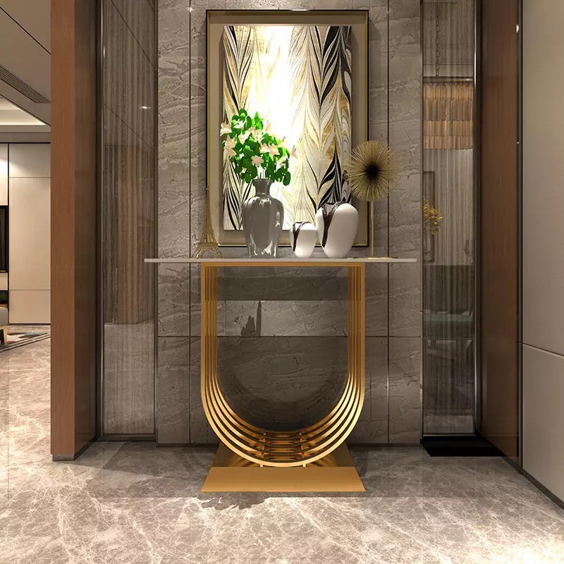 Modern Luxury 5-U Gold/Silver Base with Marble Top