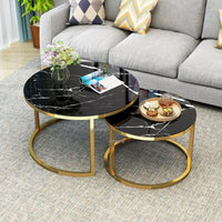 Modern Double Round Nested Coffee Table Marble Top