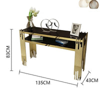 Modern Luxury Stripy Gold Base Marble Top Console