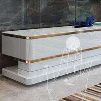 White TV Media Console With Storage 3 Drawers Tempered Glass Top For TVs Up To 78"