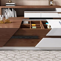 Modern Chic 51" Extendable Coffee Table With Storage Sliding Top Coffee Table Manufactured Wood In White & Walnut