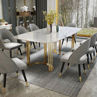 Marble Dining Table 79" Gold Dining Table Rectangular Stainless Steel Dining Table