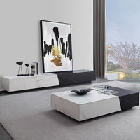 White&Black Stone TV Stand With Drawer For TVs Up To 78 Inch Media Console
