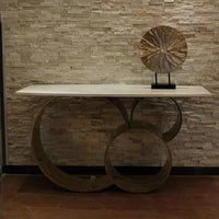 Modern Luxury Marble Top 3-Circles Gold Base Console