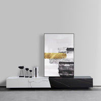 White&Black Stone TV Stand With Drawer For TVs Up To 78 Inch Media Console