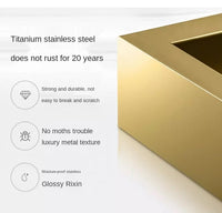 Modern High Gloss Wood Top Gold Stainless Steel Console