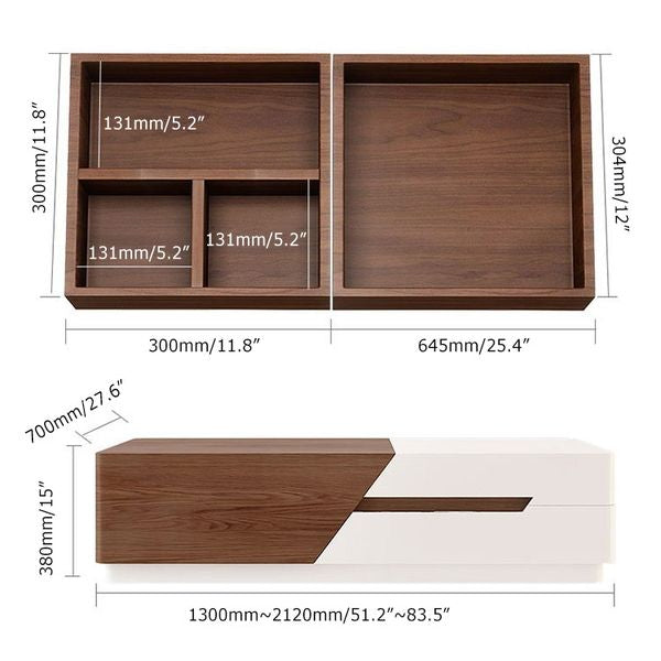 Modern Chic 51" Extendable Coffee Table With Storage Sliding Top Coffee Table Manufactured Wood In White & Black