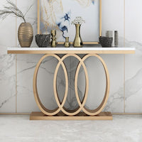 Modern Luxury Olympic Base Console Table With Marble Top & Stainless Steel Base