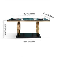 Modern Luxury Marble Dining Table with Double Circle Stainless Steel Base