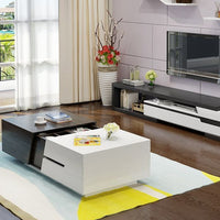 Modern Chic 51" Extendable Coffee Table With Storage Sliding Top Coffee Table Manufactured Wood In White & Black