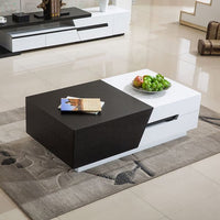 Modern Chic 51" Extendable Coffee Table With Storage Sliding Top Coffee Table Manufactured Wood In White & Black