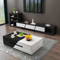 Modern Chic 51" Extendable Coffee Table With Storage Sliding Top Coffee Table Manufactured Wood In White & Black