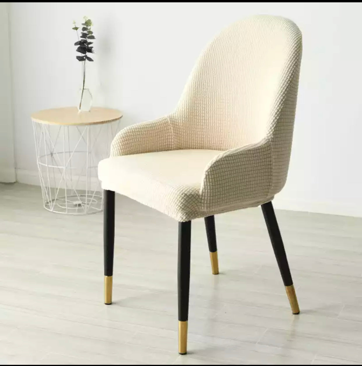 Colorful high quality fabric dining chair black/gold leg