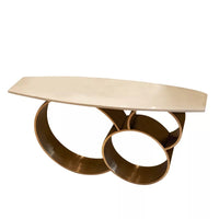 Modern Luxury Marble Top 3-Circles Gold Base Console