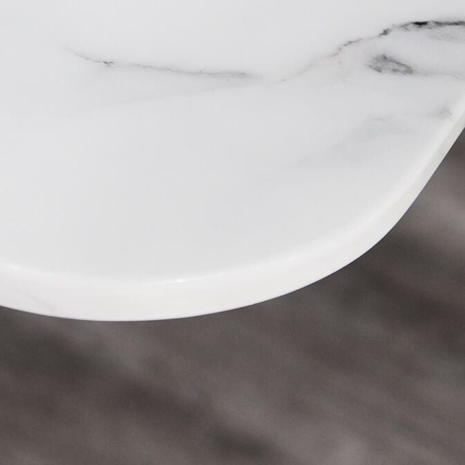 Modern Rectangular 79" Faux Marble Dining Table Black Metal X-Base White Marble Dining Table