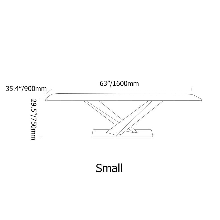 Modern Rectangular 79" Faux Marble Dining Table Black Metal X-Base White Marble Dining Table