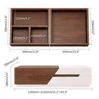 Modern Chic 51" Extendable Coffee Table With Storage Sliding Top Coffee Table Manufactured Wood In White & Walnut