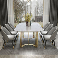 Marble Dining Table 79" Gold Dining Table Rectangular Stainless Steel Dining Table