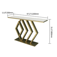 Rectangular Narrow Console Table Luxury Modern Faux Marble Accent Table In Gold
