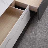 White&Black Stone TV Stand With Drawer For TVs Up To 78 Inch Media Console