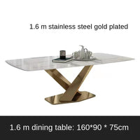 Modern Luxury Gold X Base Marble Top Dining Table
