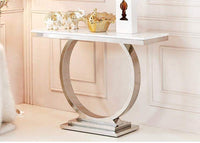 Single Round Gold/Silver Base Console with Marble Top
