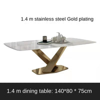 Modern Luxury Gold X Base Marble Top Dining Table