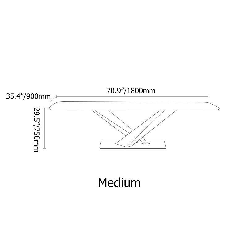 Modern Rectangular 79" Faux Marble Dining Table Black Metal X-Base White Marble Dining Table